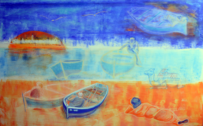 25. Mirage Taghazout, mixed media on canvas, 160 x 100 cm